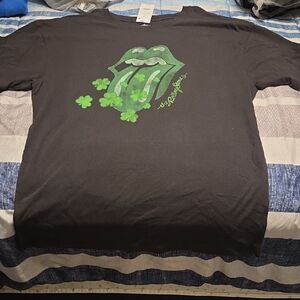 The Rolling Stones Black and Green Clover T-Shirt